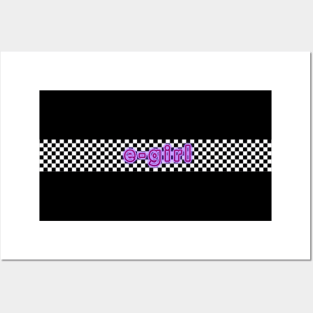 E-girl purple checkered design black and white Posters and Art